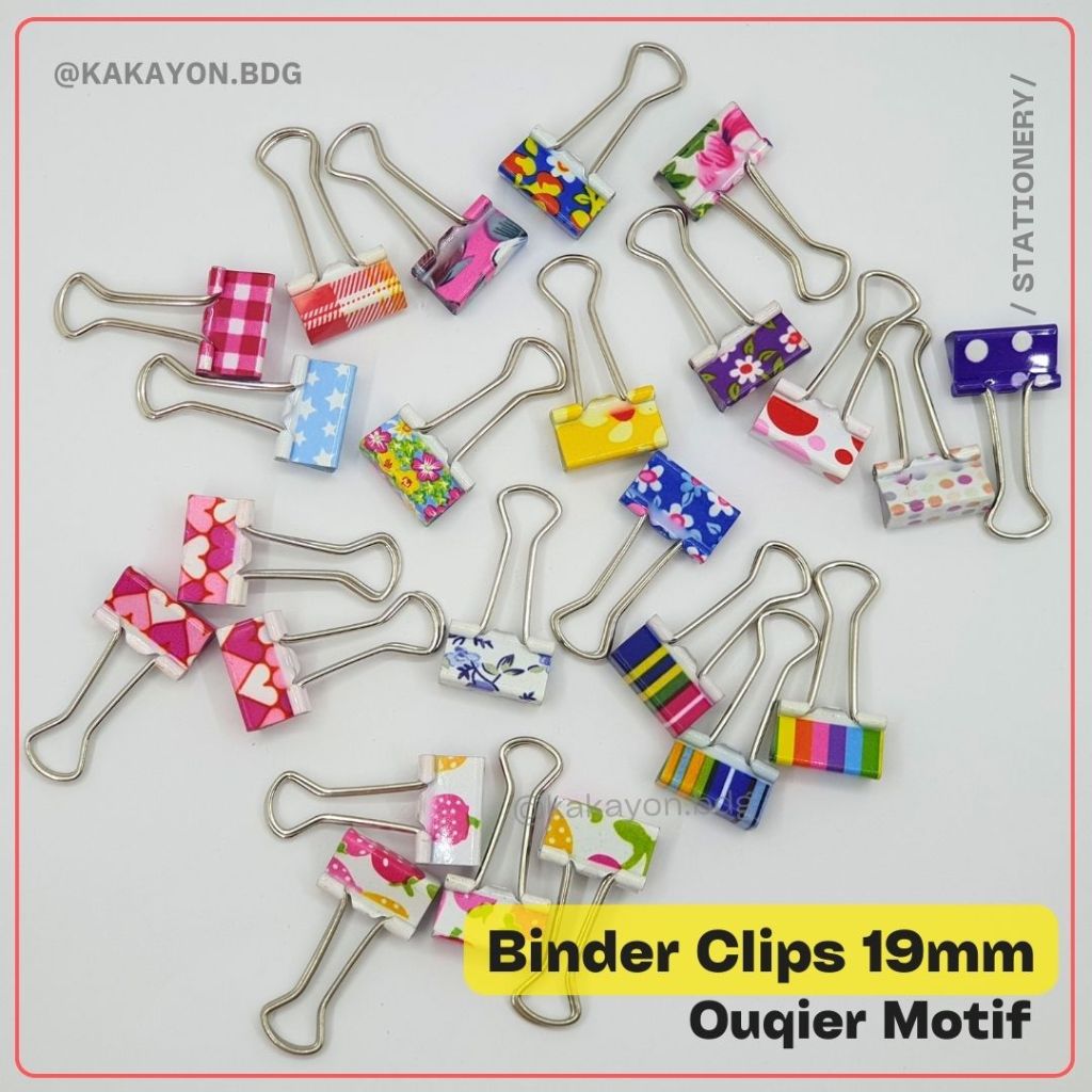 

Binder Clips Ouqier Motif Bunga Polkadot Lucu 19mm / Penjepit Kertas / Penjepit Snack