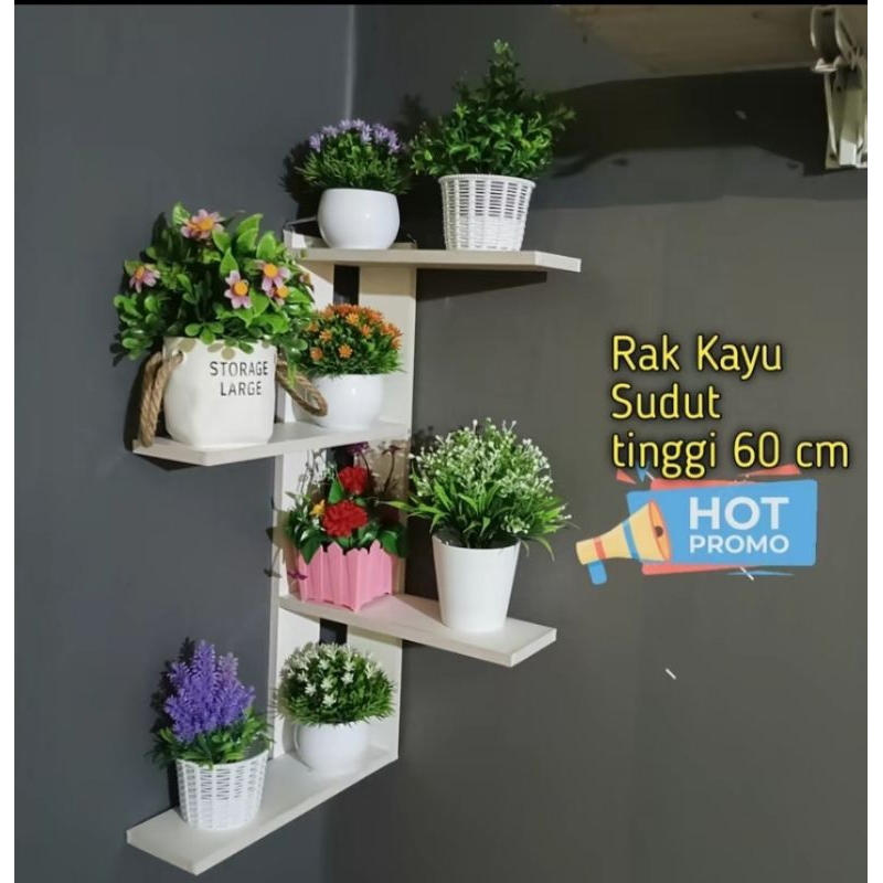 Rak Sudut Rumah Serbaguna Minimalis Tinggi 60cm Tempat hiasan bunga dll
