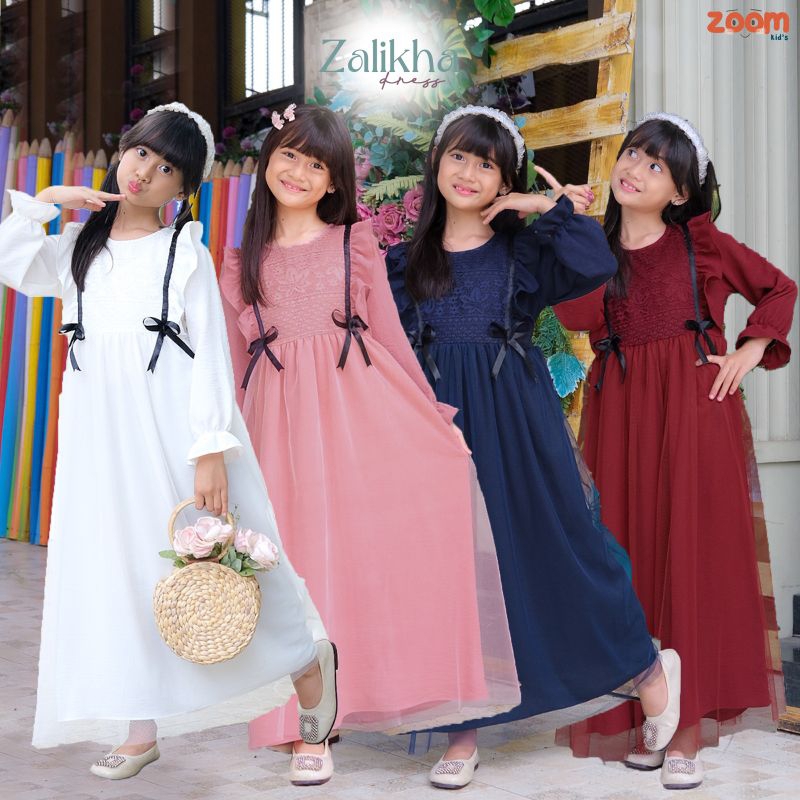 [ ZALIKHA ] By Zoomkids gamis dress anak lebaran baju  muslim pesta anak gaun anak dress baju muslim