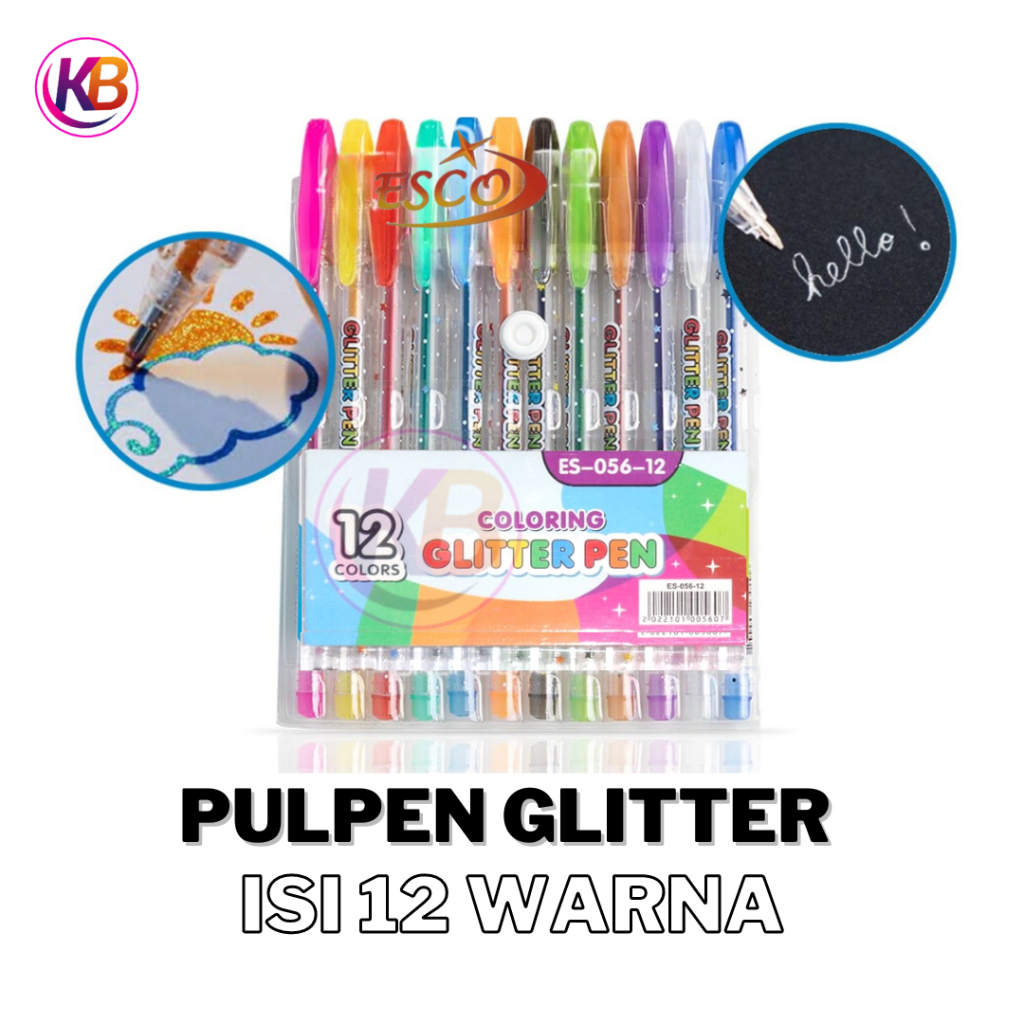 

Pulpen Glitter Warna warni 1 pak (12pcs) / Pulpen Gel 1.0mm / Bolpoin / Pena / Cod / Toko Gemilang