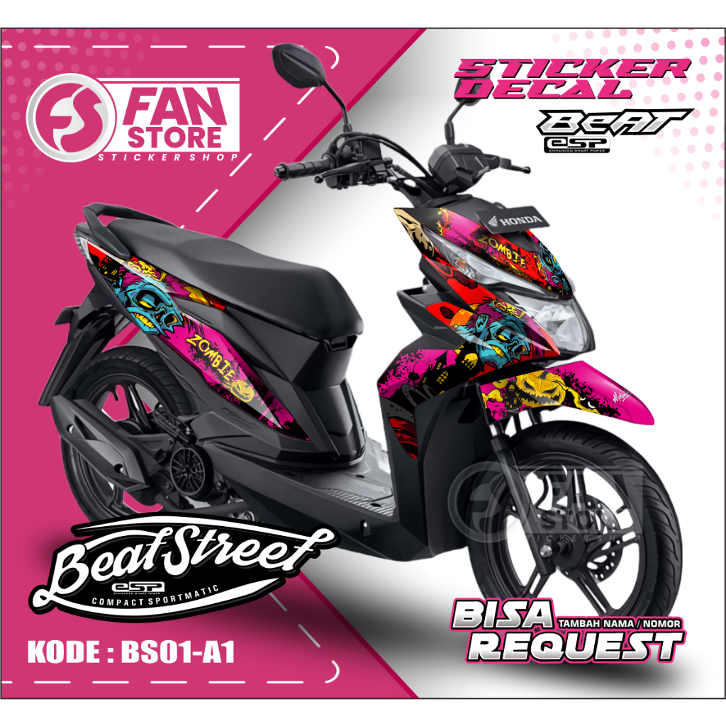 STIKER DECAL MOTOR BEAT STREET OLD -  DECAL STIKER BEAT STREET OLD ZOMBIE