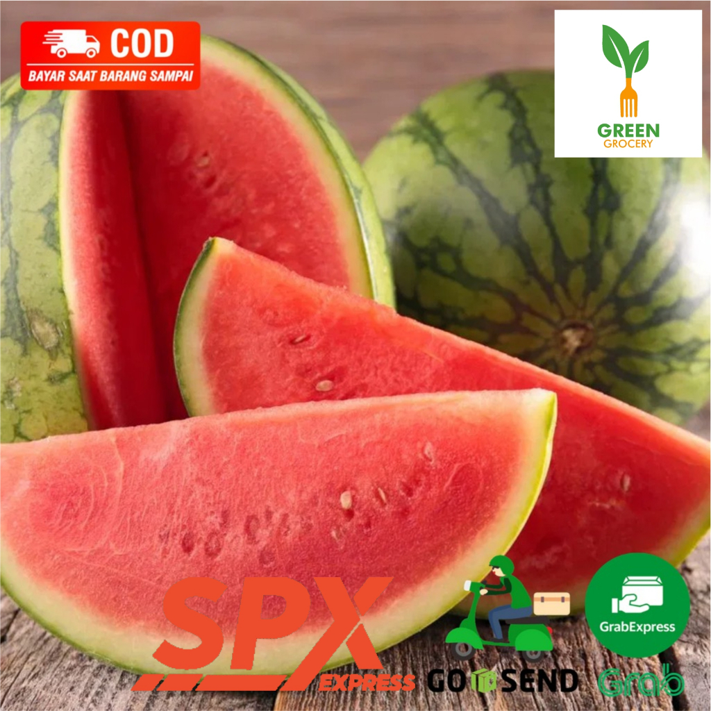 

Buah Semangka Merah Non Tanpa Biji per Buah 3-4kg Segar Fresh Green Grocery Padang