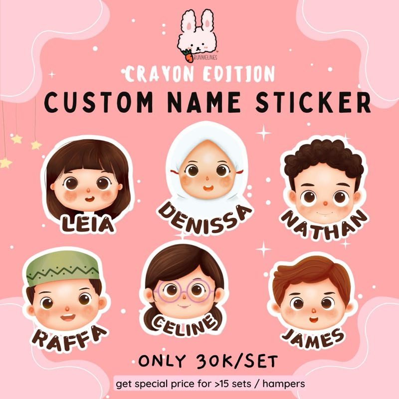 

stiker nama anak/ crayon edition/ stiker nama lucu/ waterproof stiker tahan air