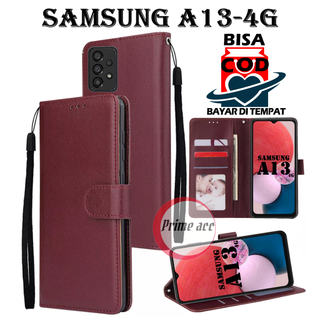 flip case SAMSUNG A13 4G leather case casing dompet handphone