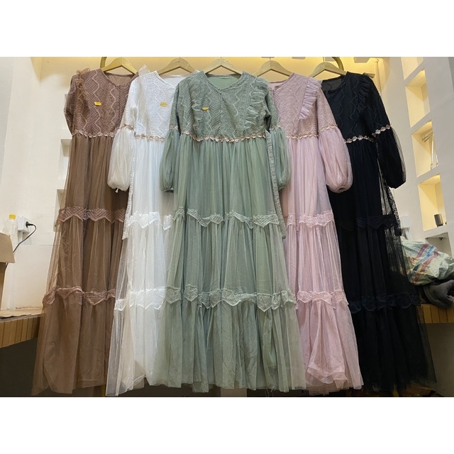 ikafarida - GAMIS SYAKILA BRUKAT TULLE BUSUI MEWAH BROKAT COUPLE IBU ANAK CANTIK KONDANGAN LEBARAN T