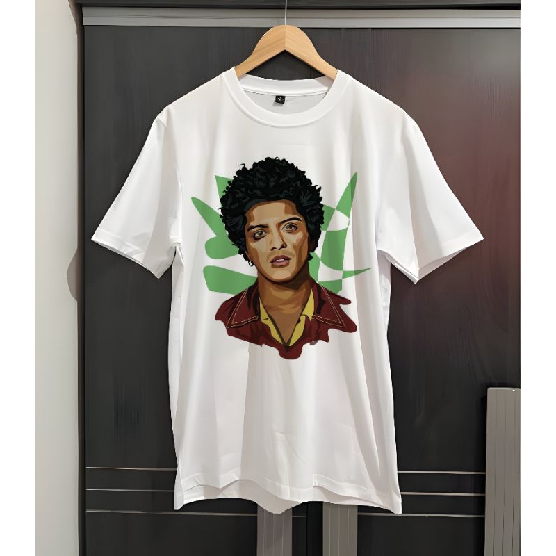 KAOS VINTAGE BRUNO MARS ARTWORK GREEN