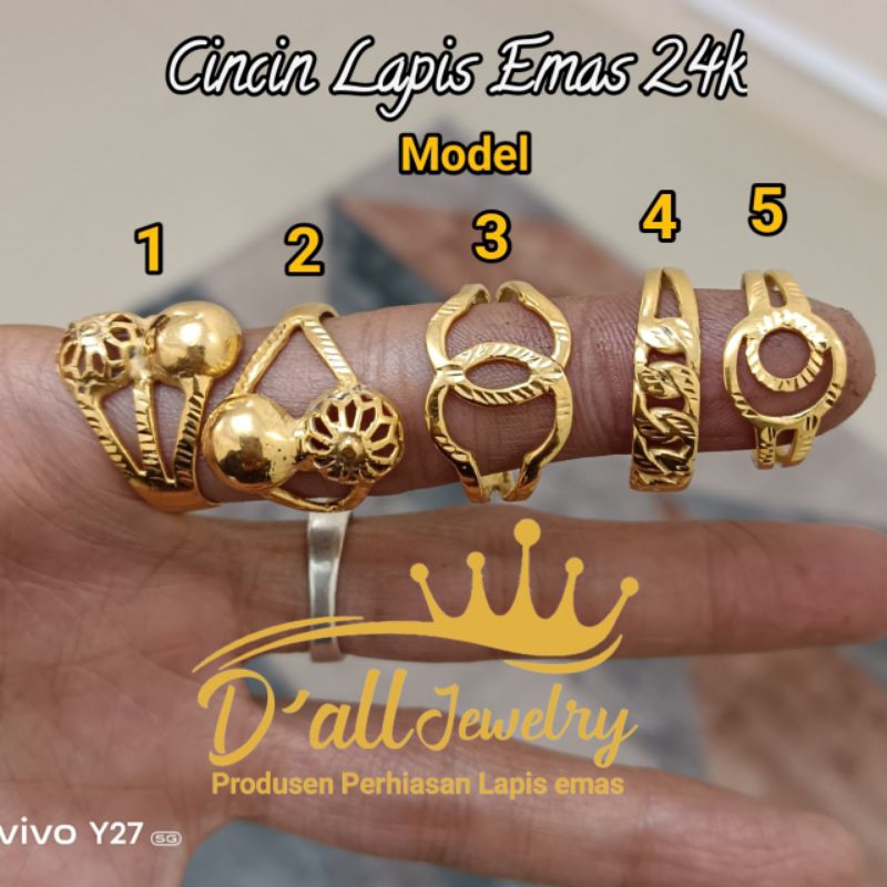 Cincin lapis emas 24k, cincin replika emas