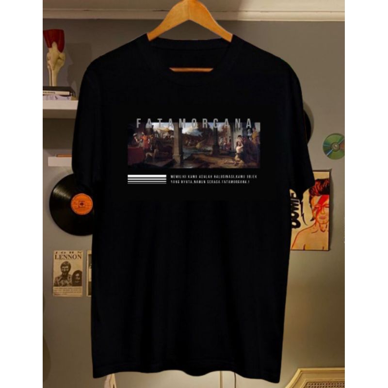 Baju Kaos Distro Tshirt Pakaian Pria Wanita Terbaru  KAOS HITAM KATA KATA MUTIARA BIJAK,FATAMORGANA