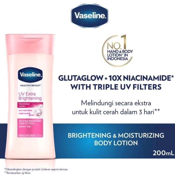 (VASELINE ORIGINAL) VASELINE Healthy Bright Vaseline Body Lotion 200ml - Hand body Lotion