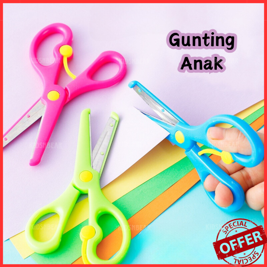 

KNB Gunting Kertas Anak Mini Gunting Aman Anak Kids Safety Scissors / Gunting Kecil Warna-Warni