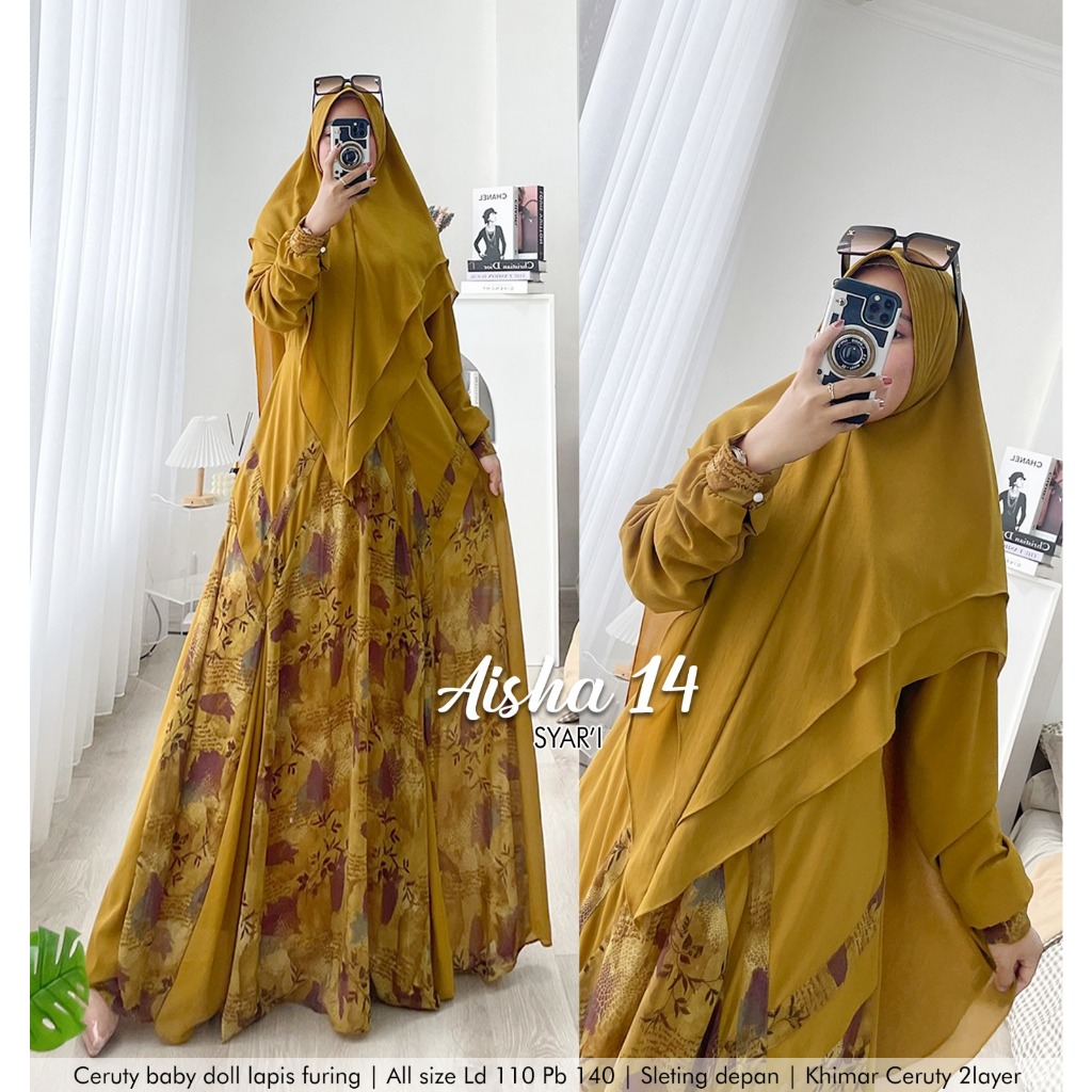 Zahira1808 On Sale Gamis Aisha 2 Aisha 14 Bahan Ceruty Baby Doll Motif Mix Ceruty Baby Doll Ori Real