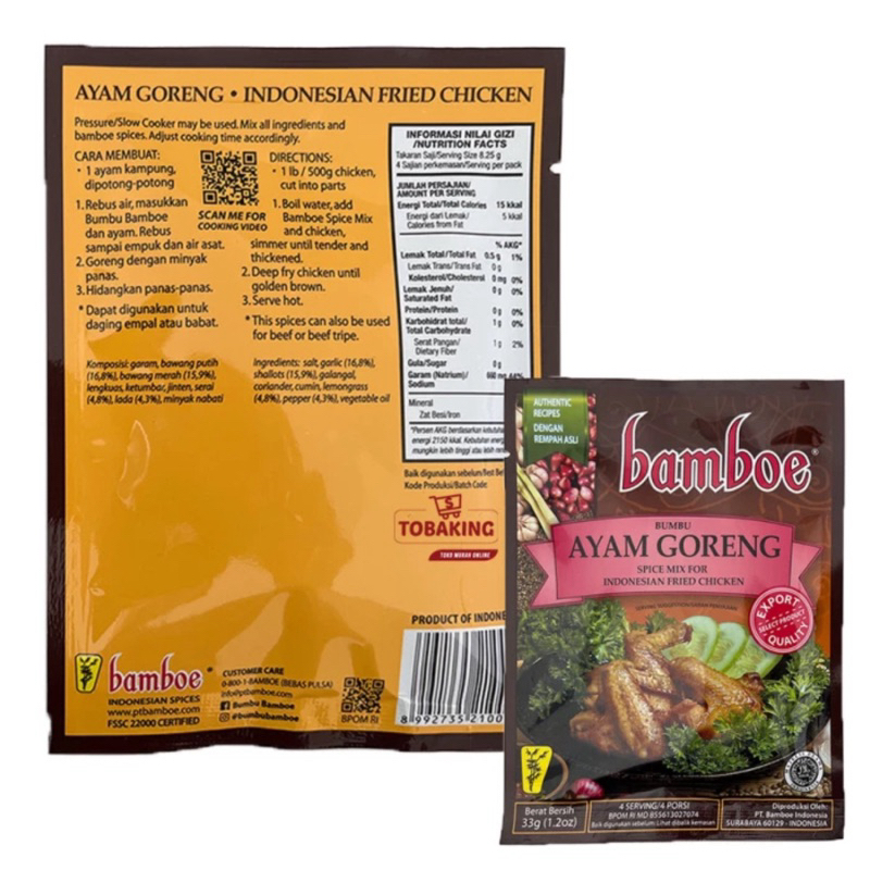 

BAMBOE bumbu masak AYAM GORENG