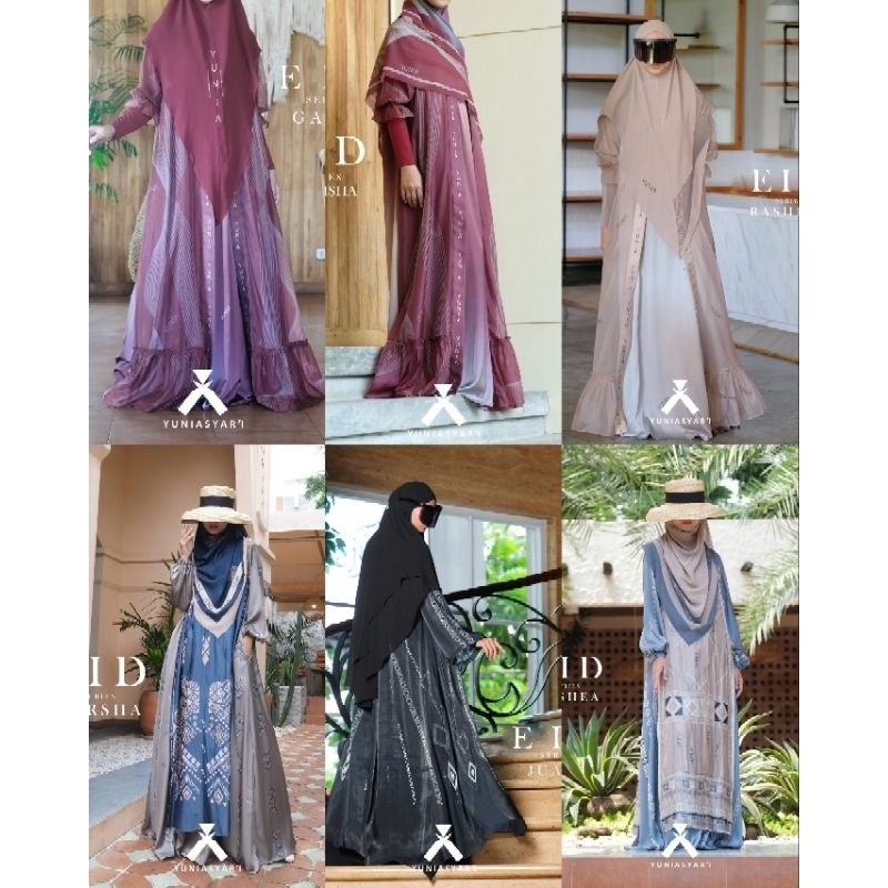 [YUNIA SYAR'I] GAMIS SYARI TERBARU / DRESS SET PRINTING " EID SERIES " By Yunia Syar'i