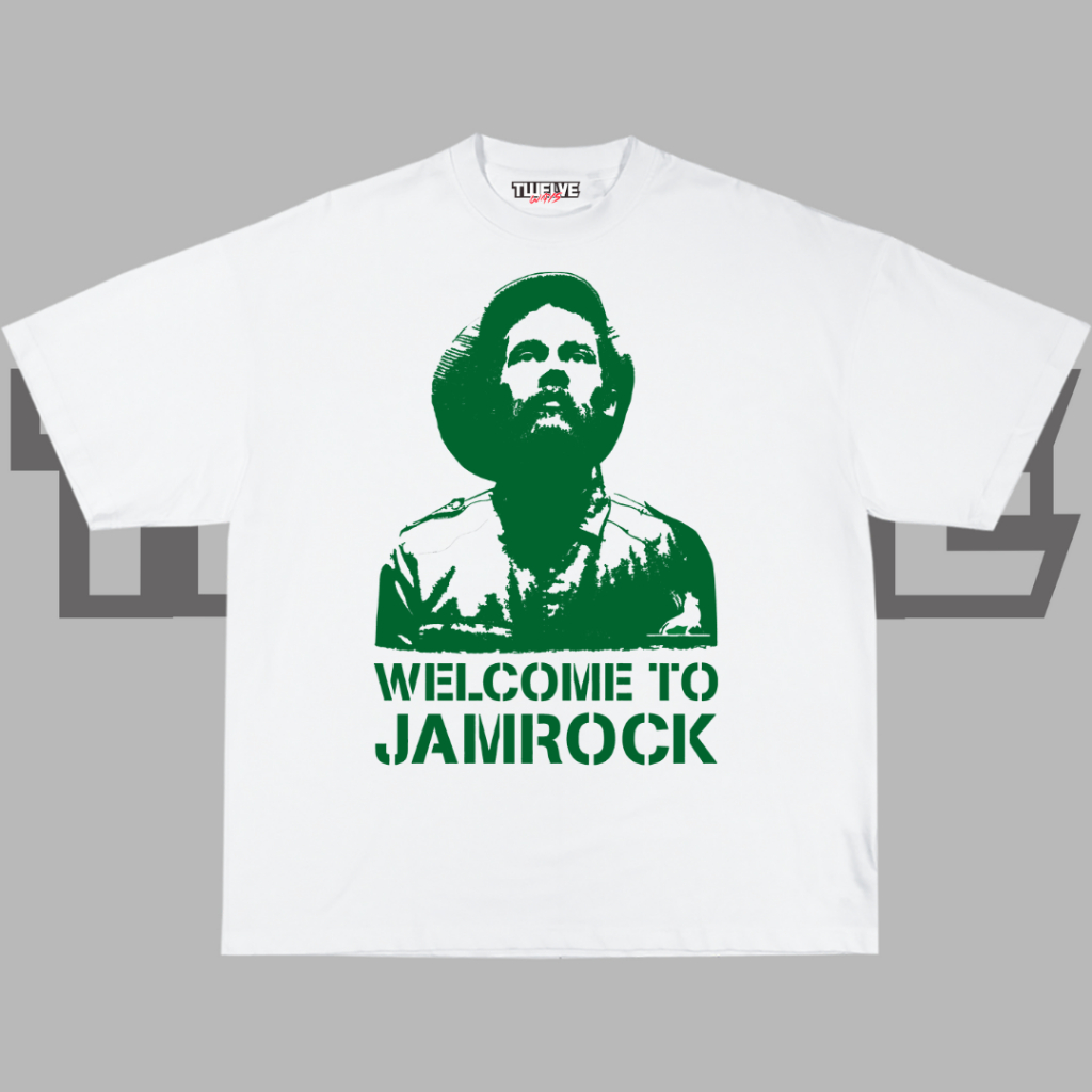 DAMIAN MARLEY Welcome to Jamrock White Oversize T-Shirt | Kaos Damian Marley Aesthetic | Atasan Pria