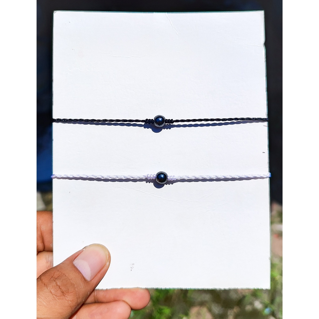Gelang Couple Hematite Tali Hitam dan Putih