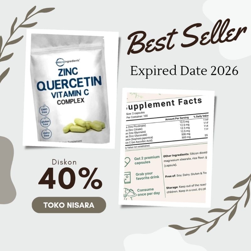 Microingredients Zinc Quercetin Vitamin C Complex - Micro 200 Capsules