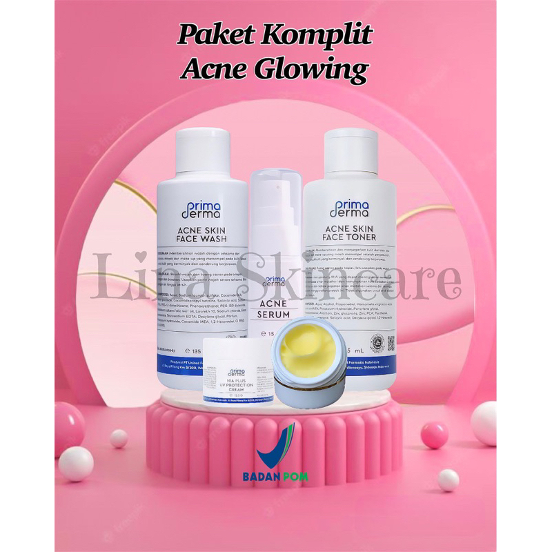 Primaderma paket acne glowing ( BPOM ) super lengkap cream glowing