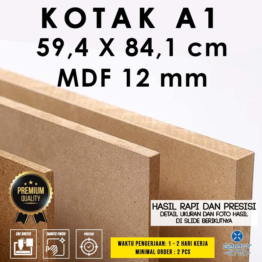 Kotak A1 (59,4  x 84,1 cm) - MDF 12 mm - Papan kayu lembaran MDF