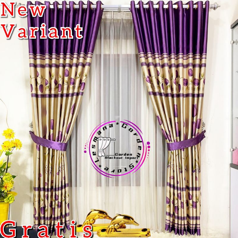Gorden Blackout Printing Premium Import Tebal Motif Daun Parero Hijau Glossy