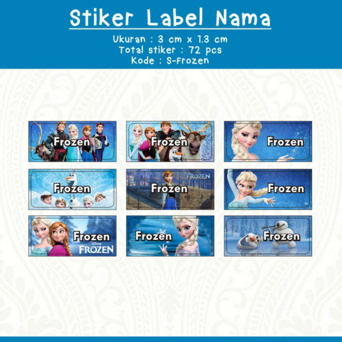 

Stiker label nama tahan air, tidak mudah sobek isi 72 pcs