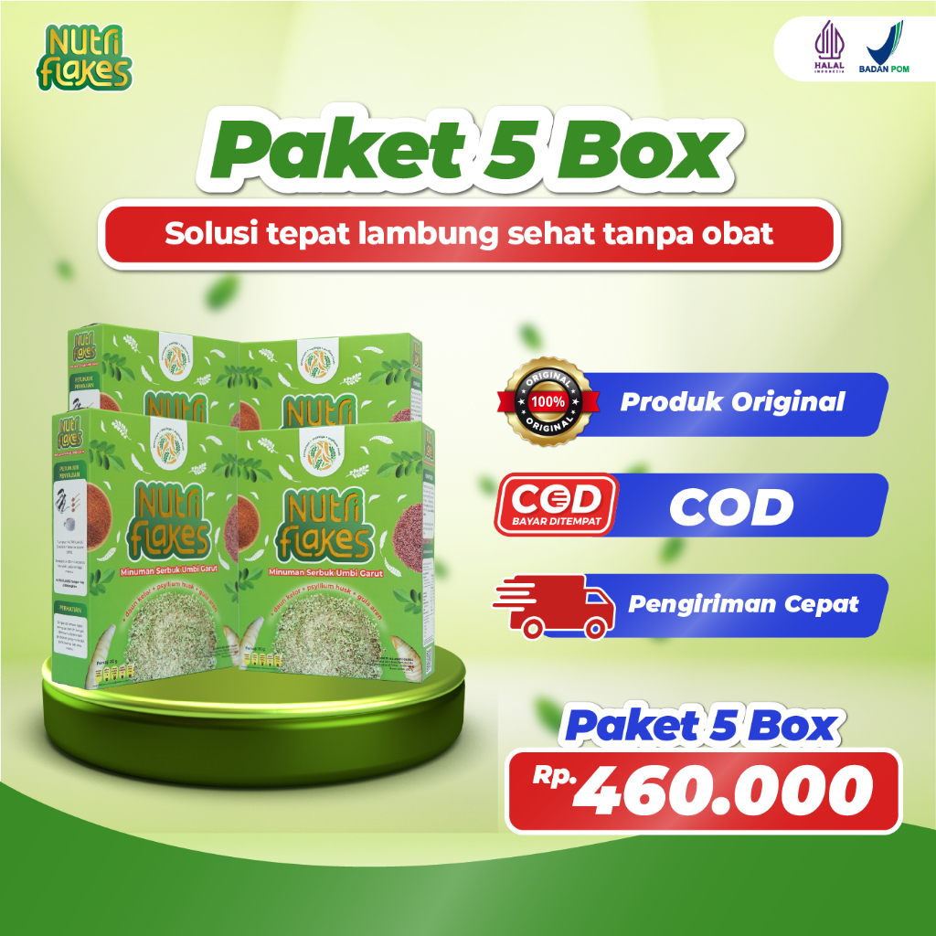 

PAKET 5 BOX NUTRIFLAKES ORIGINAL Solusi Masalah Lambung Hilang Tanpa Obat
