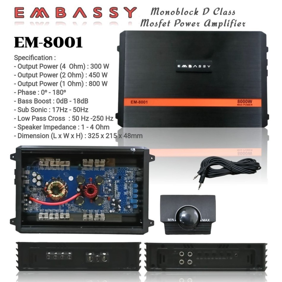 POWER MONOBLOCK EMBASSY EM-800.1 Class D
