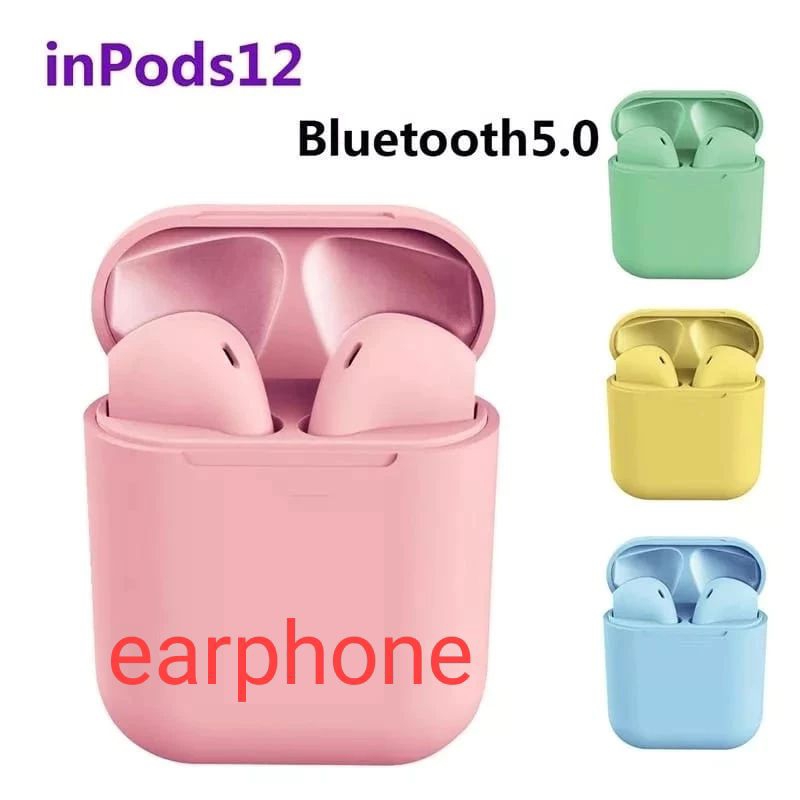EARPHONE HEADSET BLUETOOTH TWS i12 WIRELESS CHARGER ORIGINAL
