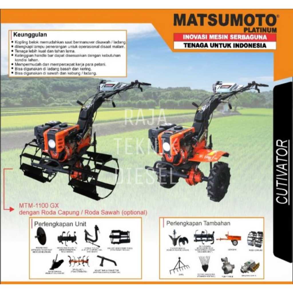 Mesin Traktor Cultivator Mini Tiller Matsumoto MTM 1100 GX MTM-1100GX