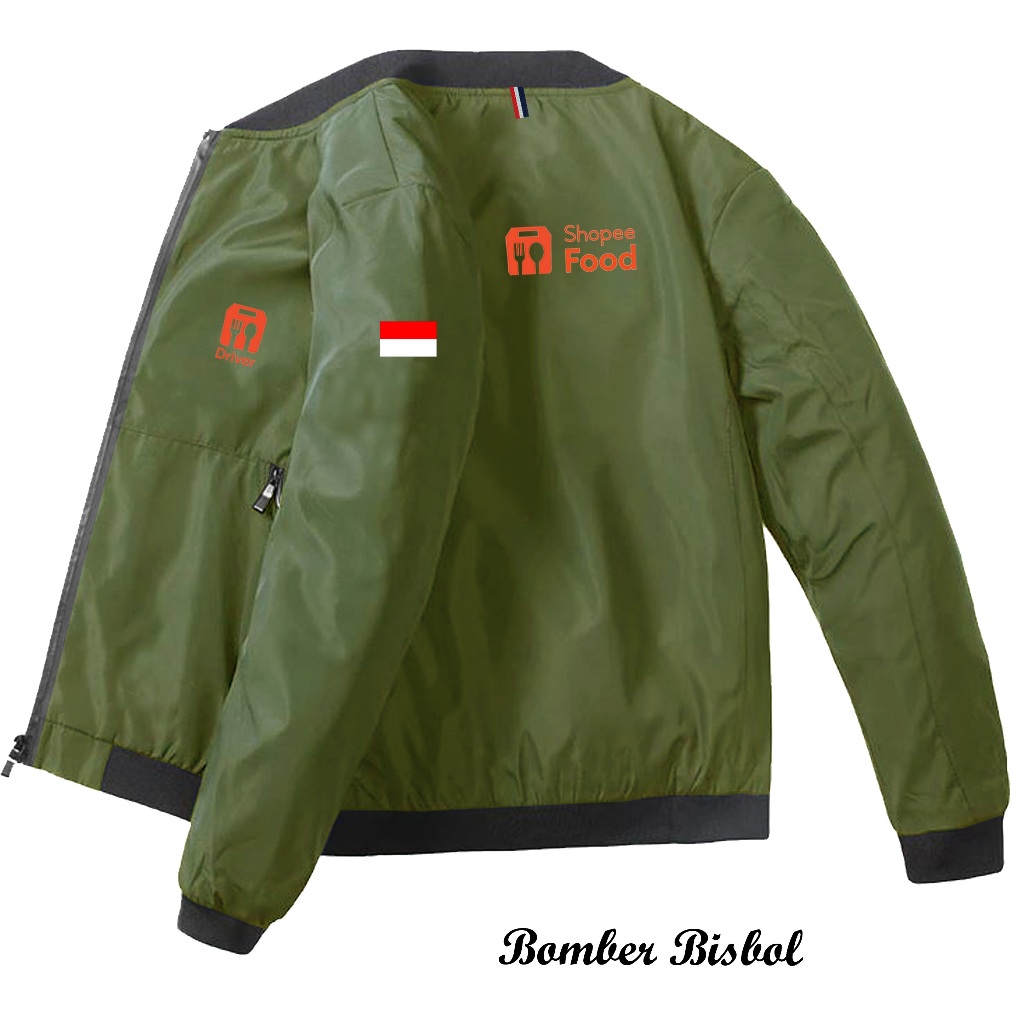 jaket bomber driver shopeefood original / jaket bisbol tebal shopefood terbaru / jaket pria food dri