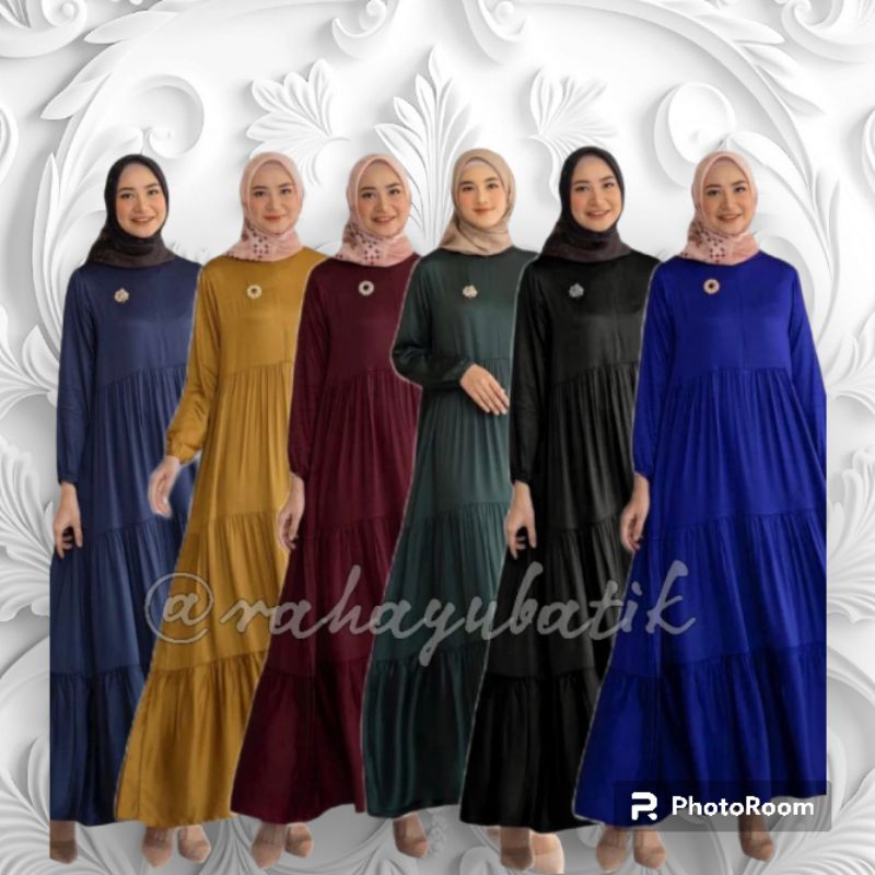 najwa gamis terbaru jumbo Id 120 / gamis rayon premium / gamis polos