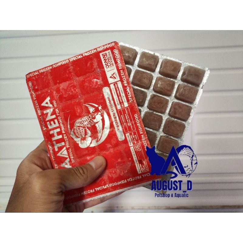 Pakan Ikan Predator Udang Rebon Beku Kapsul Aathena Pakan Ikan Predator Arwana, chana, oscar dll
