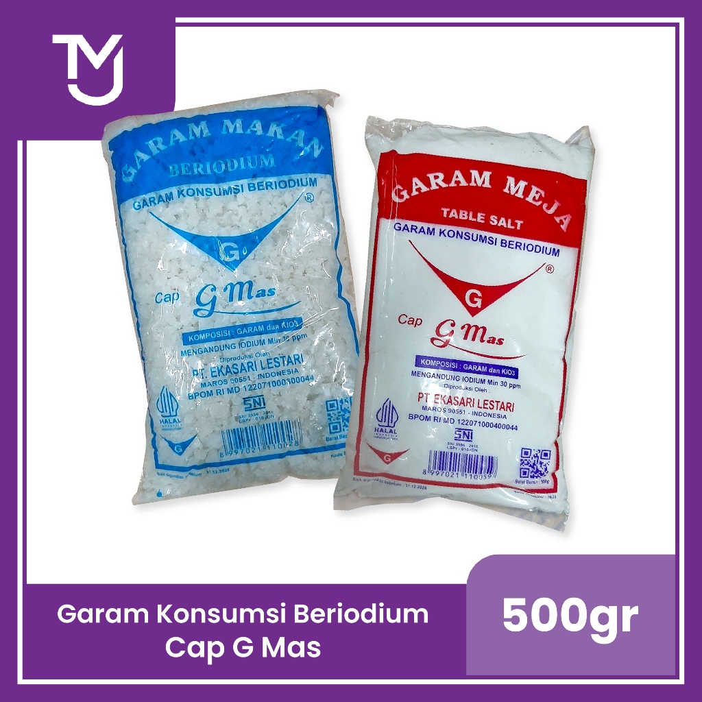 

Garam Konsumsi Cap G Mas 500gr - Garam kasar dan halus