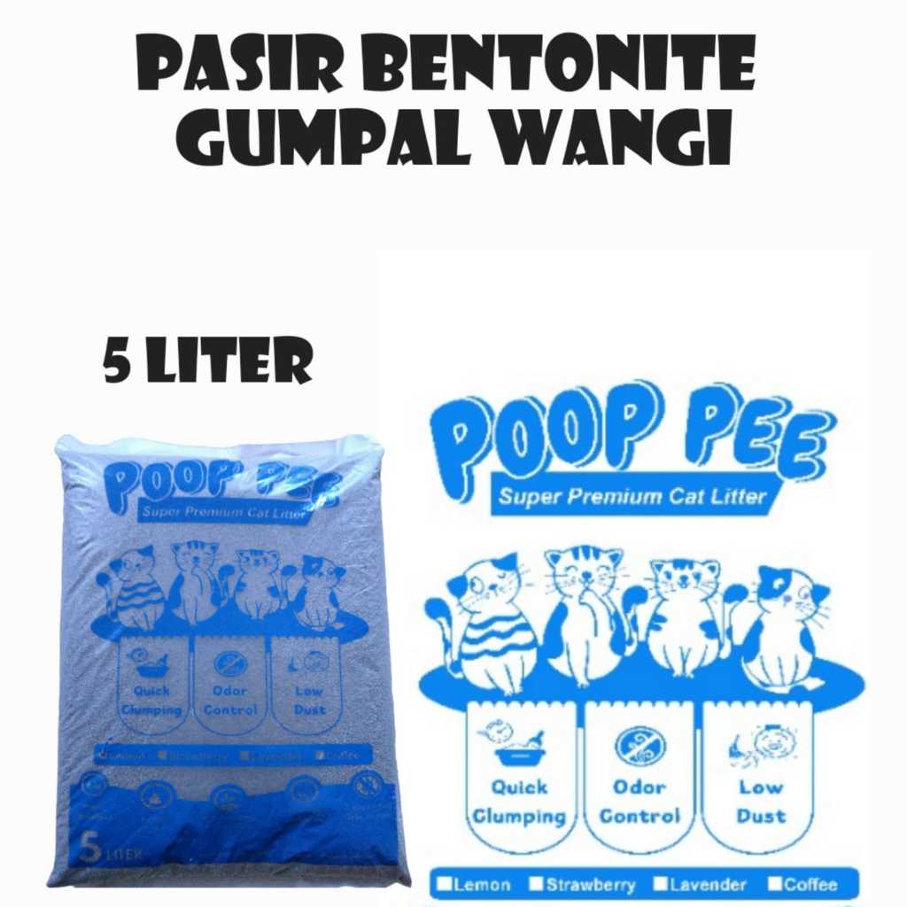 PASIR KUCING BENTONITE GUMPAL WANGI KEMASAN 5LITER KOPI