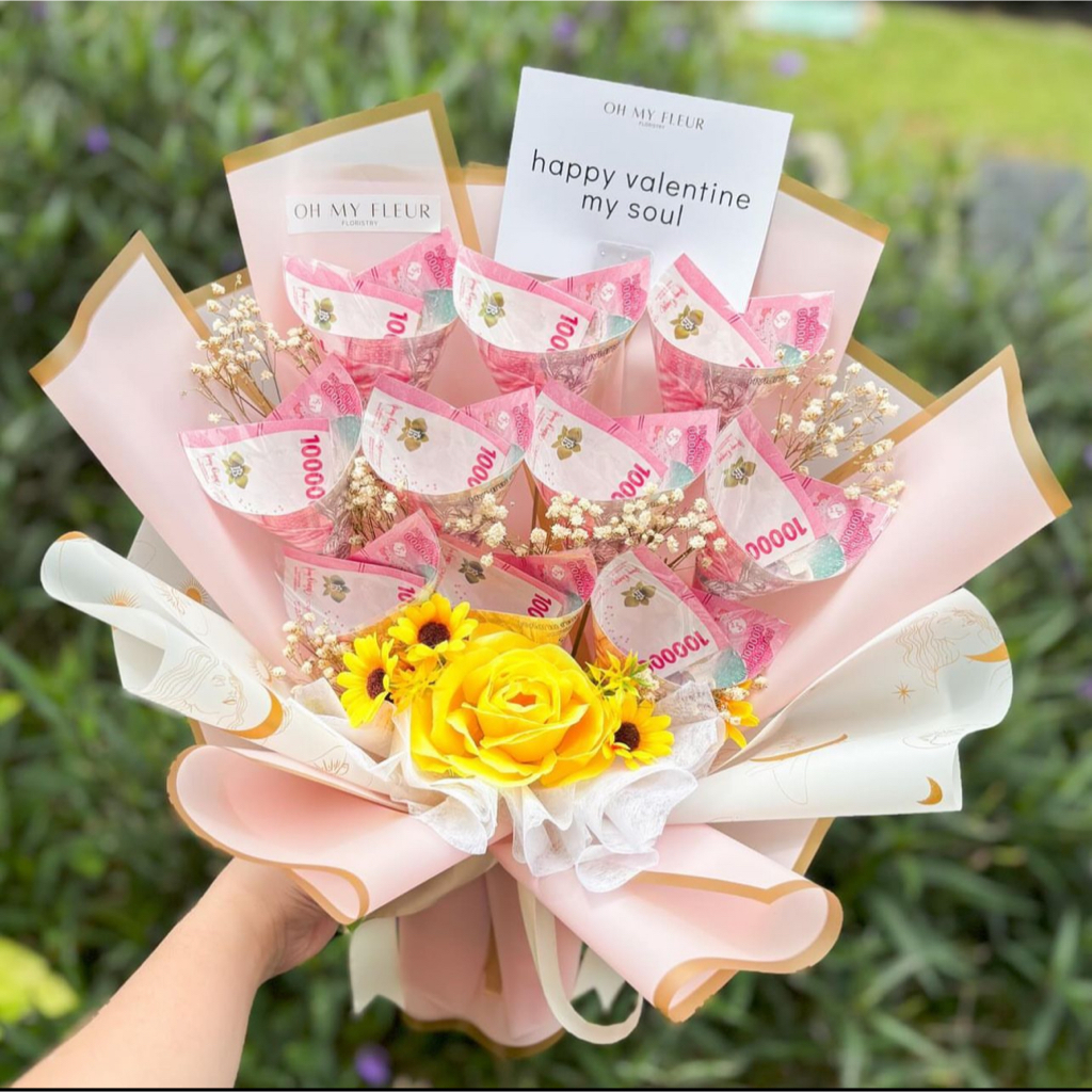 ROLLED MONEY BOUQUET | JUAL BUKET UANG ASLI BUNGA ARTIFICIAL | FLOWER MONEY BOUQUET KADO SIDANG WISU