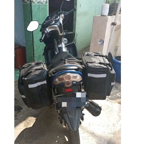 side bag motor tas bagasi kanan kiri tas touring motor termurah gratis rain cover