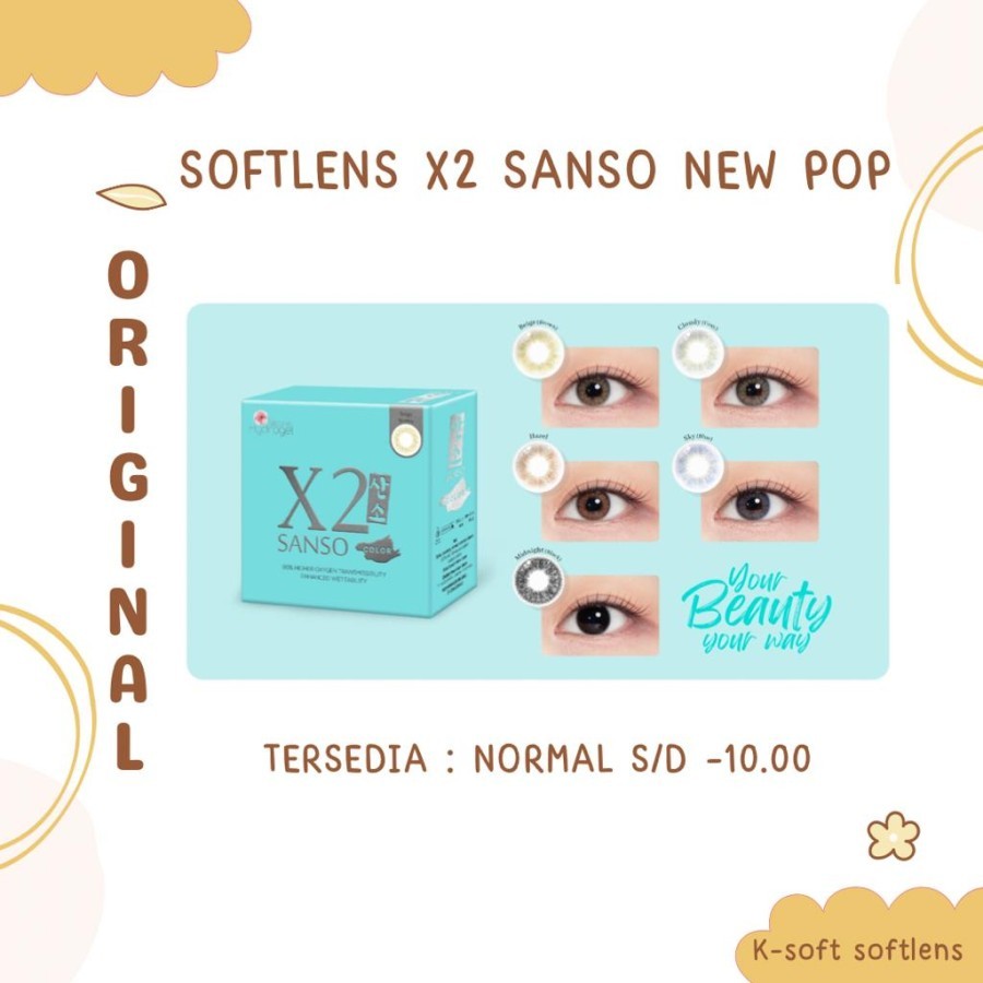 Softlens X2 Sanso Color New Diameter 14.5mm Normal dan Minus