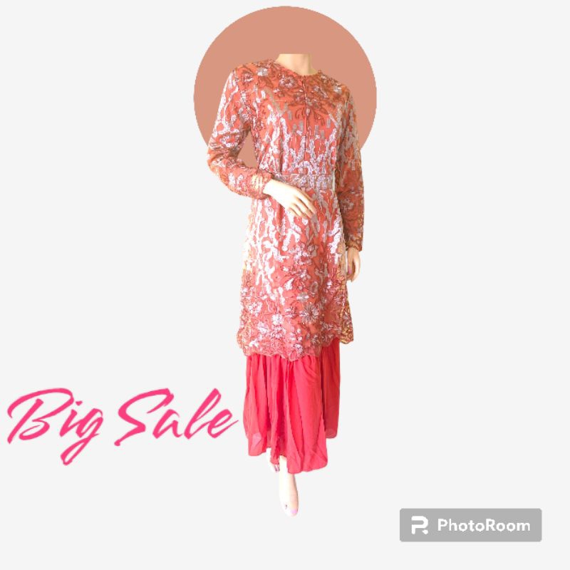 baju gamis brukat elegan mewah lebaran terbaru