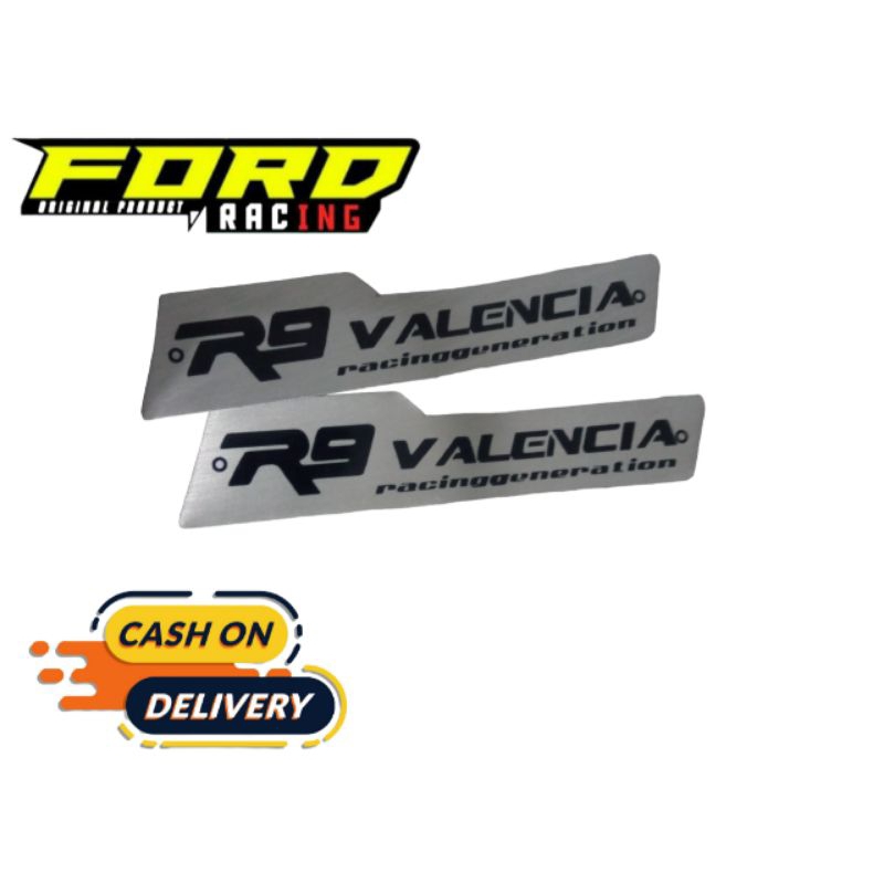 merek knalpot r9 Valencia emblem knalpot