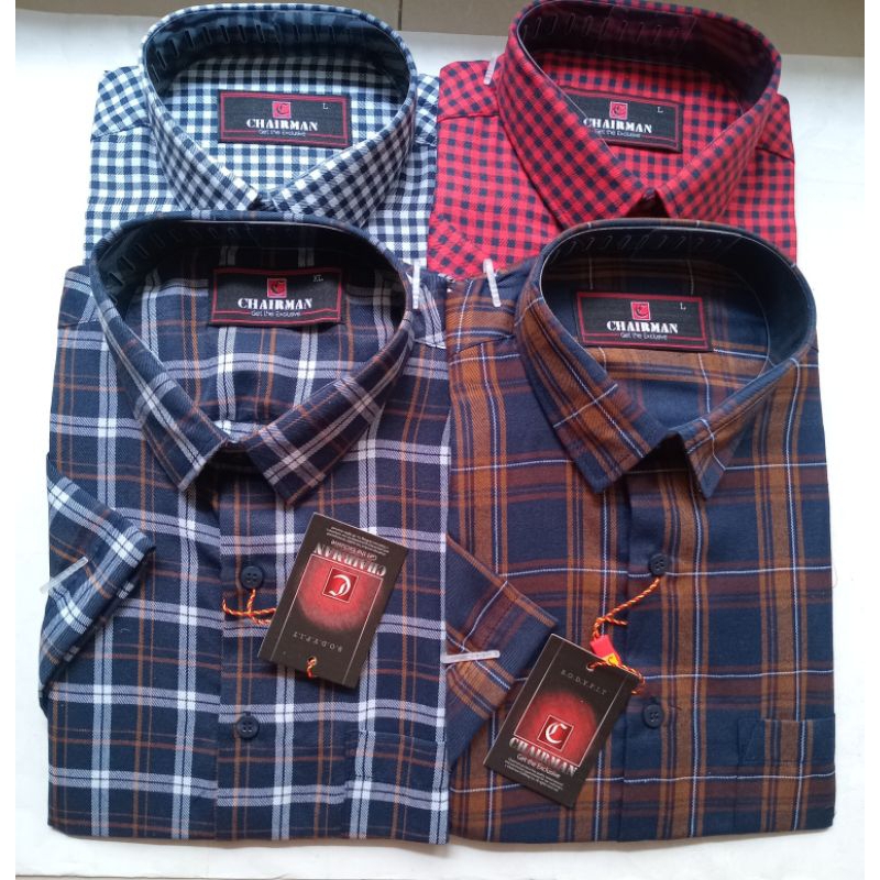kemeja lengan pendek kotak Chairman