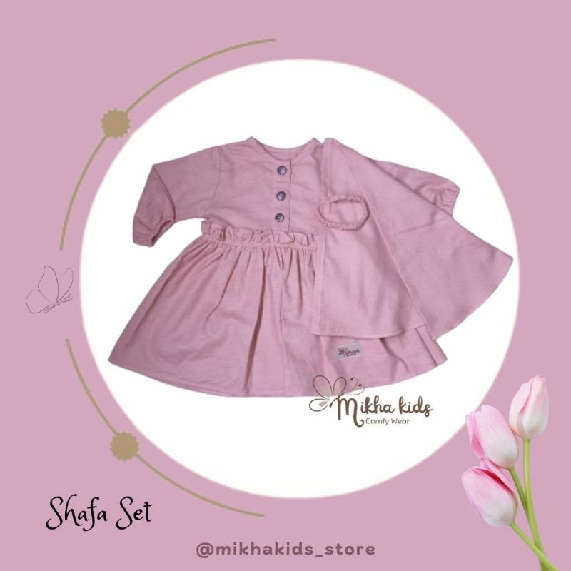 SHAFA SET Gamis anak perempuan 6 bulan-3 tahun/baju muslim anak perempuan/setelan one set gamis anak