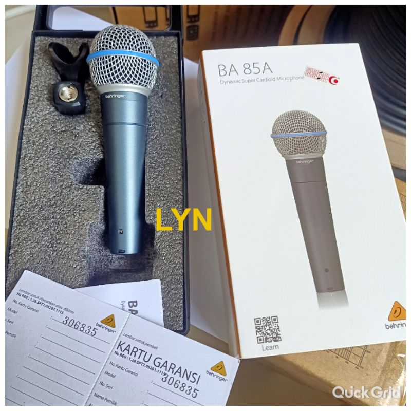MICROPHOE BEHRINGER BA85A SINGLE MIC PLUS KOPER ORIGINAL BA 85A BA 85 A