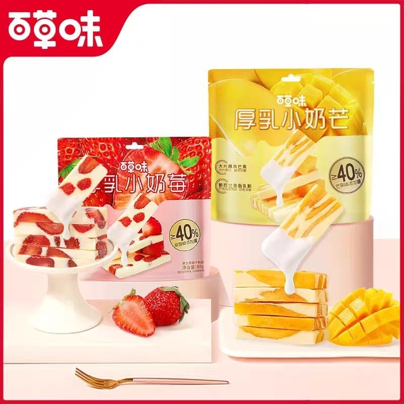 

Strawberry kering dan mangga kering campuran susu