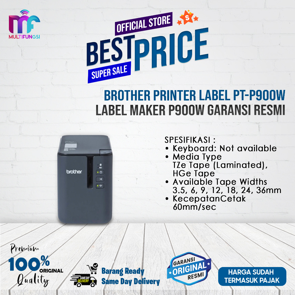 

Brother Printer Label PT-P900W / Label Maker P900W Garansi Resmi