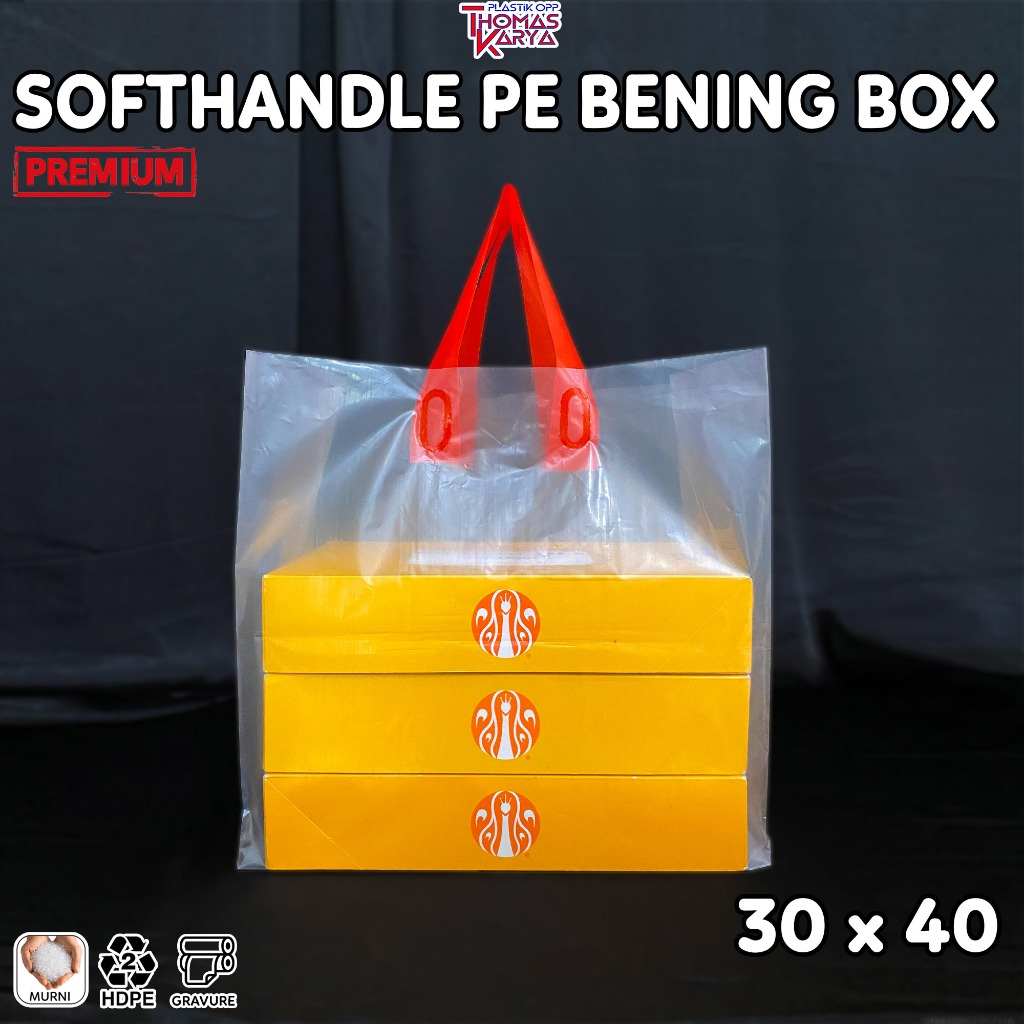 ECER Kantong Plastik Softhandle PE Bening muat Dus Donat / Mika Bento / Box Brownies