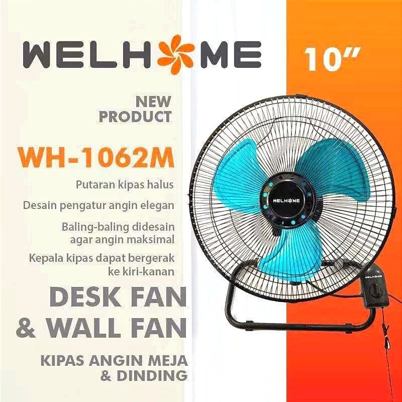 Kipas welhome desk fan 2in1 10inch WH-1062M (metal series)
