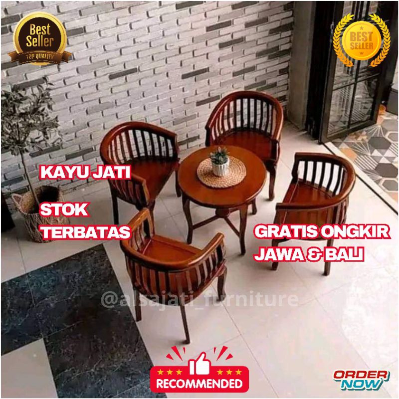 Set Kursi Meja Teras  Betawi  Kayu Jati Kursi Teras Jati Jepara