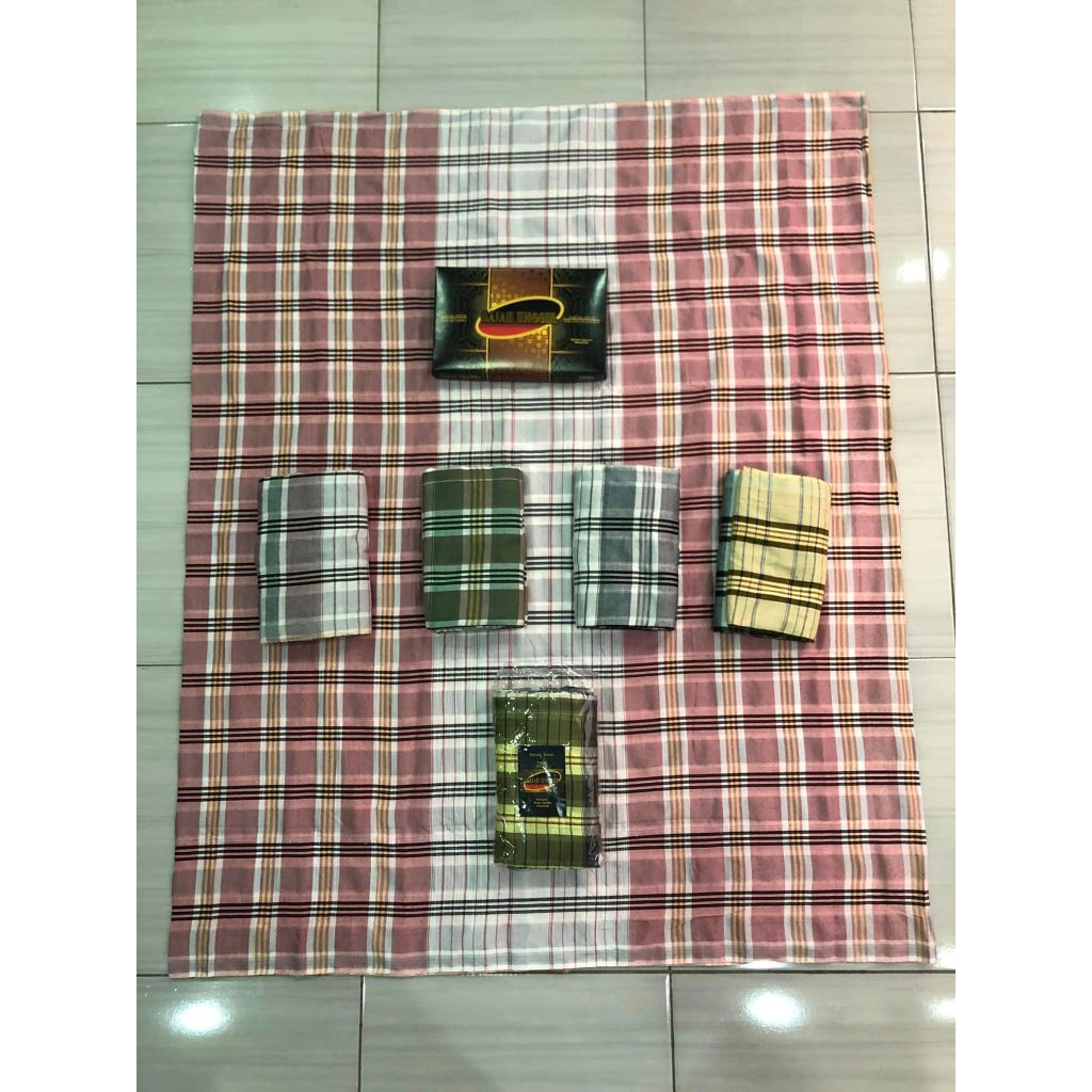 sarung tenun murah kemasan plastik /sarung tenun dewasa /sarung motif kotak2 kemasan plastik