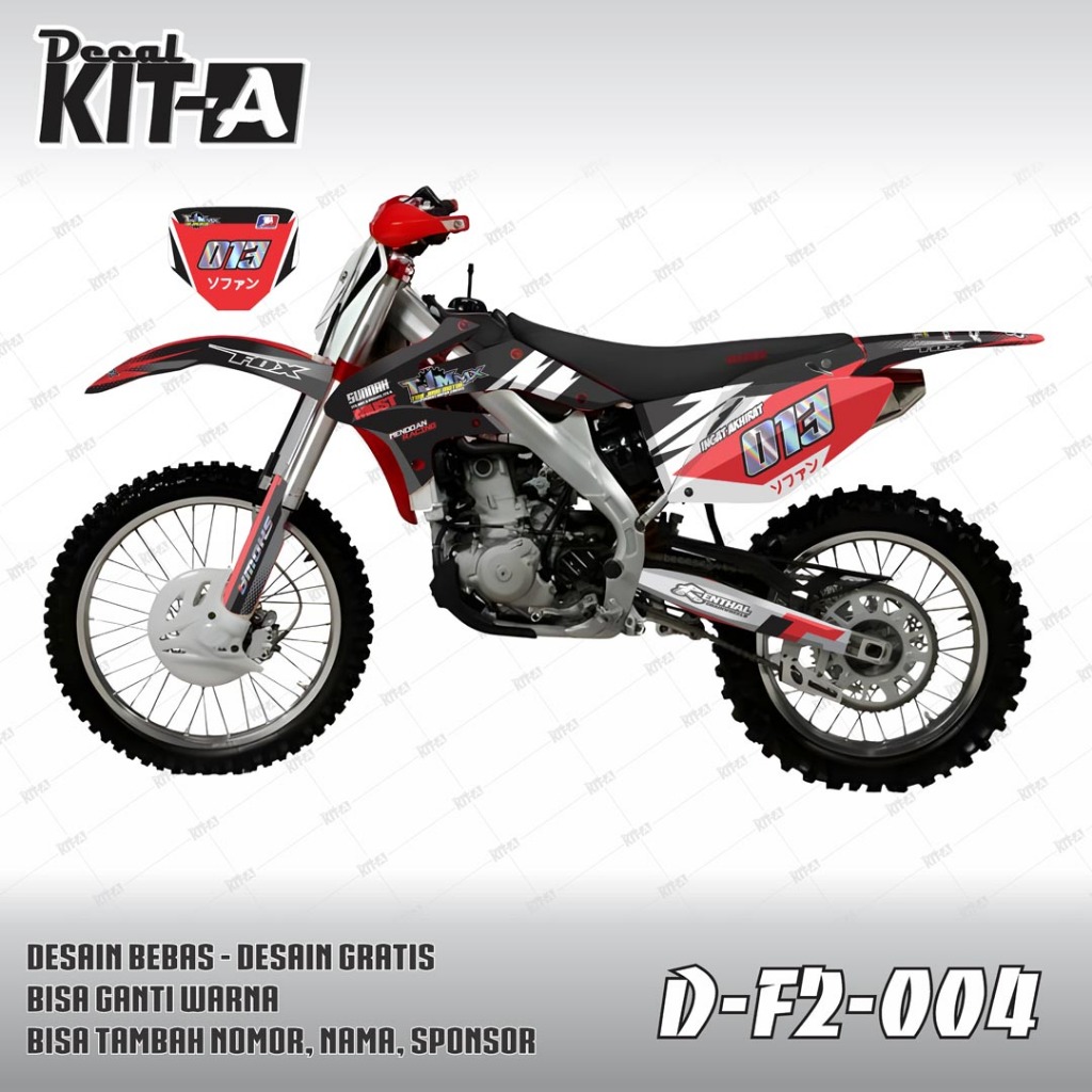 Decal stiker motor VIAR 250 full body MOTIF HITAM MERAH D-F2-004