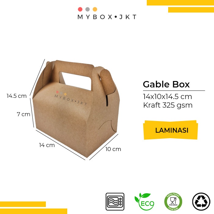 

GABLE BOX HAMPERS LEBARAN SOUVENIR GIFT PACK SNACK 14x10x14,5 LAMINASI
