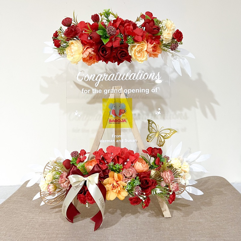 Standing Flower with Acrylic 53cm | Standing Flower Opening Toko | Standing Flower Meja